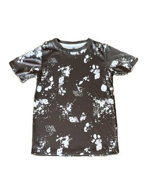 Kids New Balance Black and White Polyester Short Sleeve T-Shirt, Size 12